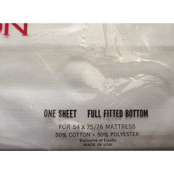 Vintage Cannon Royal Family Featherlite No-Iron Full Fitted Sheet White NWT - Picture 3 of 7